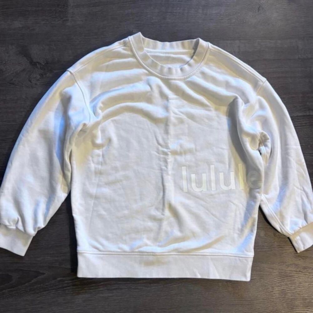 Lululemon White Tonal Logo Crewneck Sweatshirt - Size M/L